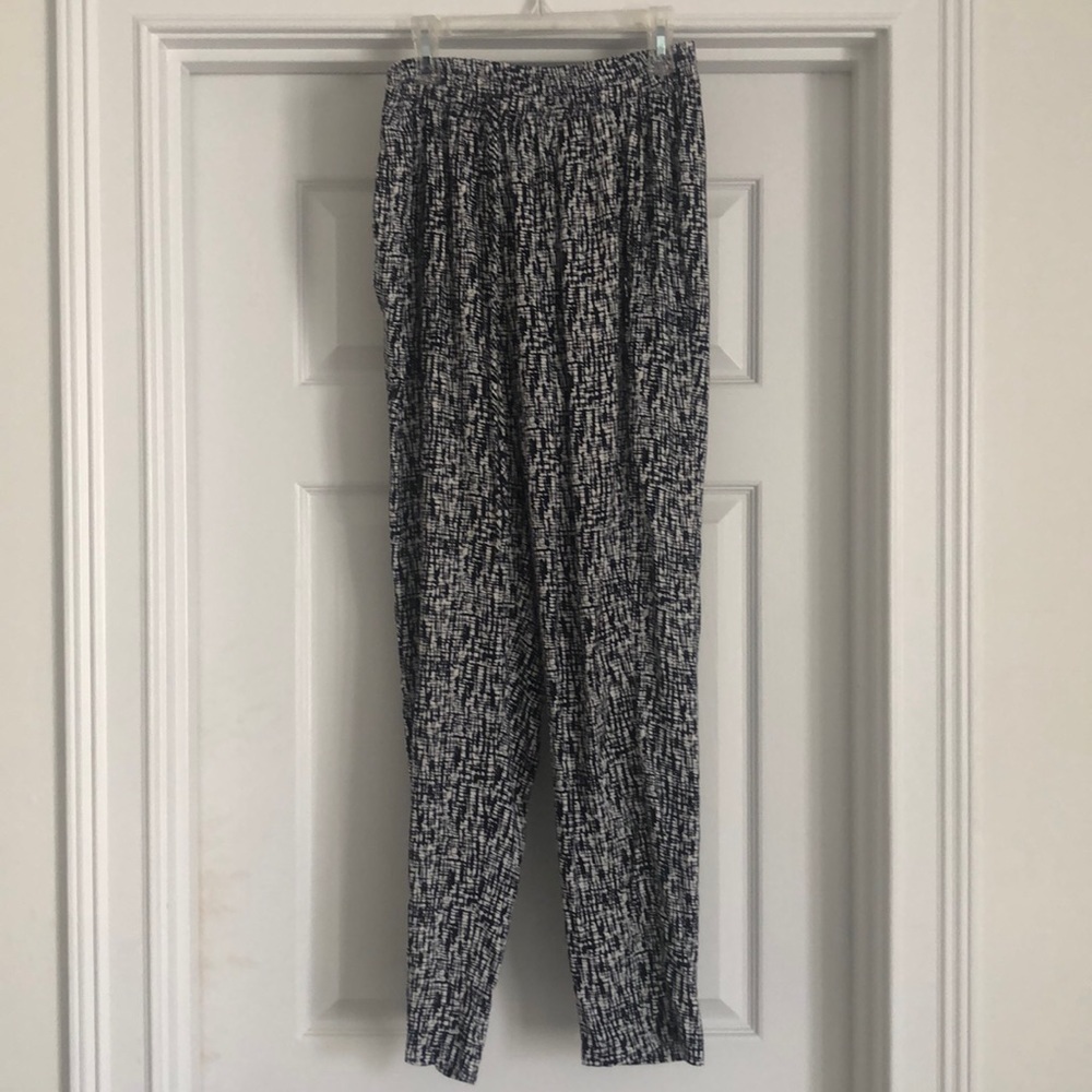 Navy and white patterned pants